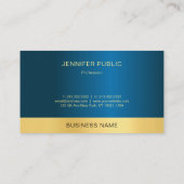 Moderne elegante blauw en gouden professionele Sja Visitekaartje (Achterkant)