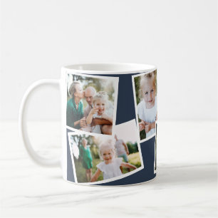 Moderne elegante blauw van de multi-fotofamilie koffiemok