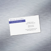 Moderne elegante blauw-witte minimalistische profi magnetisch visitekaartje (Voorbeeld)