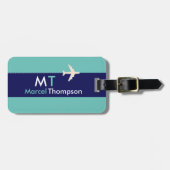 Moderne elegante blauwe aero bagagelabel (Voorkant horizontaal)