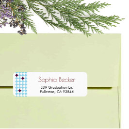 Moderne elegante blauwe afstudeerdop patroon etiket