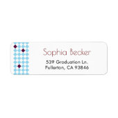 Moderne elegante blauwe afstudeerdop patroon etiket (Voorkant)