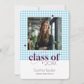 Moderne Elegante Blauwe Afstudeerdop Patroon Foto Kaart (Voorkant)