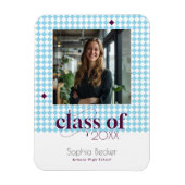 Moderne Elegante Blauwe Afstudeerdop Patroon Foto Magneet (Verticaal)