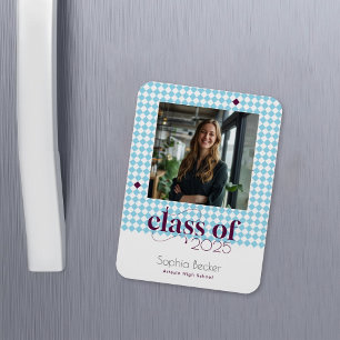 Moderne Elegante Blauwe Afstudeerdop Patroon Foto Magneet