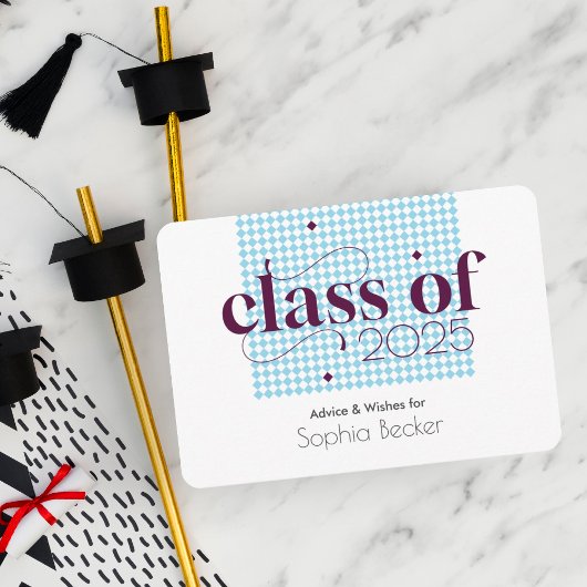 Moderne elegante blauwe afstudeerdop patroon informatiekaartje