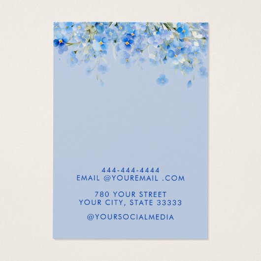 Moderne elegante blauwe bloemen oorbel display kaa visitekaartje (Achterkant)
