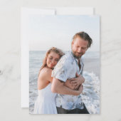 Moderne Elegante Blauwe Bloemenfoto Save the Date Kaart (Achterkant)