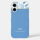 Moderne Elegante Blauwe Bloempatroon Case-Mate iPhone Case (Achterkant)