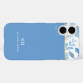 Moderne Elegante Blauwe Bloempatroon Case-Mate iPhone Case (Achterkant (horizontaal))