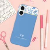Moderne Elegante Blauwe Bloempatroon Case-Mate iPhone Case