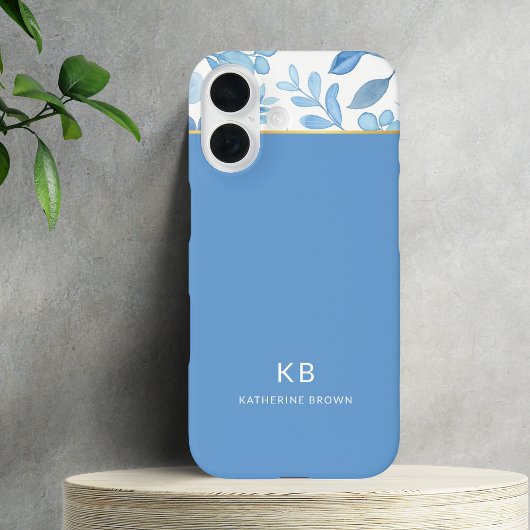 Moderne Elegante Blauwe Bloempatroon Case-Mate iPhone Case