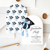 Moderne elegante blauwe boog afstudeerdop gebogen kaart