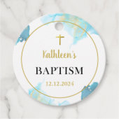 Moderne elegante blauwe doop bedankjes labels (Voorkant)