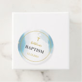Moderne elegante blauwe doop bedankjes labels (In situ)