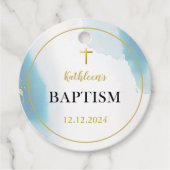 Moderne elegante blauwe doop bedankjes labels (Voorkant)