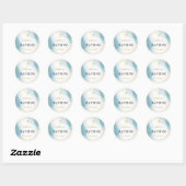 Moderne elegante blauwe doop ronde sticker (Vel)