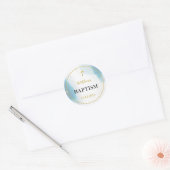 Moderne elegante blauwe doop ronde sticker (Envelop)