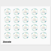 Moderne elegante blauwe doop ronde sticker (Vel)