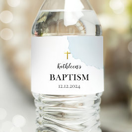 Moderne elegante blauwe doop waterfles etiket