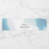 Moderne elegante blauwe doop waterfles etiket (Enkel label)