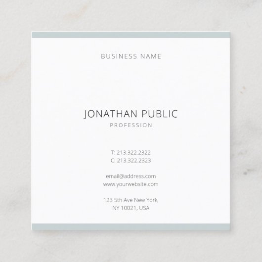 Moderne, elegante blauwe, eenvoudige professionele vierkante visitekaartje (Achterkant)
