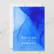 moderne elegante blauwe en witte bruiloft