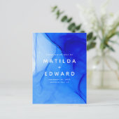 moderne elegante blauwe en witte bruiloft feestdagenkaart (Staand voorkant)
