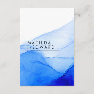 moderne elegante blauwe en witte bruiloft informatiekaartje