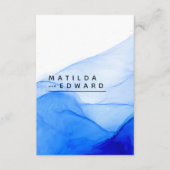 moderne elegante blauwe en witte bruiloft informatiekaartje (Voorkant)