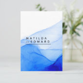 moderne elegante blauwe en witte bruiloft informatiekaartje (Staand voorkant)