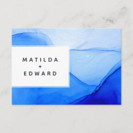 moderne elegante blauwe en witte bruiloft informatiekaartje