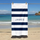 Moderne Elegante Blauwe en Witte Strepen Patroon N Strandlaken