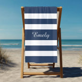 Moderne elegante blauwe en witte strepen patroonna strandlaken