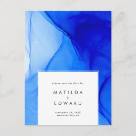 moderne elegante blauwe en witte trouwdag feestdagenkaart