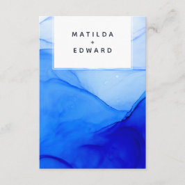 moderne elegante blauwe en witte trouwdag informatiekaartje