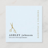 Moderne Elegante Blauwe Faux Gouden Schaar Kapper Vierkante Visitekaartje (Voorkant)