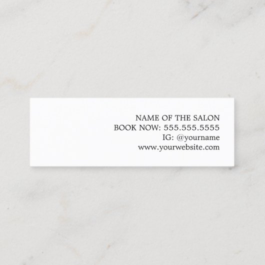 Moderne Elegante Blauwe Faux Gouden Schaar Salon Mini Visitekaartje (Achterkant)