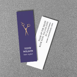 Moderne Elegante Blauwe Faux Gouden Schaar Salon Mini Visitekaartje