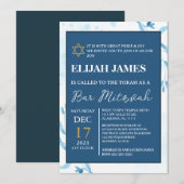 Moderne Elegante Blauwe Gouden Ster van David Bar  Kaart (Voorkant / Achterkant)