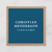 Moderne Elegante Blauwe Kraftpapier-Document Consu Vierkante Visitekaartje (Voorkant)