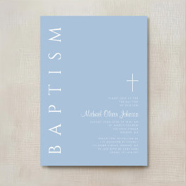 Moderne Elegante Blauwe Kruis Jongens Doop Kaart