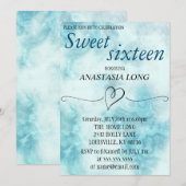 Moderne, elegante blauwe marmer sla de datum op save the date (Voorkant / Achterkant)