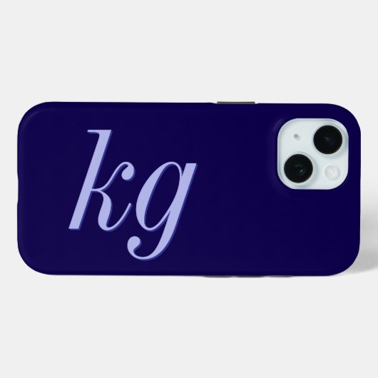 Moderne Elegante Blauwe Monogram Eerste Letters Case-Mate iPhone Case (Achterkant (horizontaal))