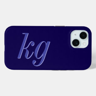Moderne Elegante Blauwe Monogram Eerste Letters iPhone 15 Case