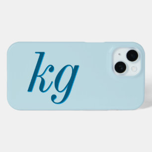 Moderne Elegante Blauwe Monogram Initiaal Letters iPhone 15 Case