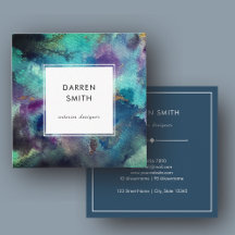 Moderne Elegante Blauwe Paarse Waterverf Abstract 