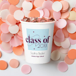 Moderne Elegante Blauwe Patroon Afstudeerfeest Papieren Bekers