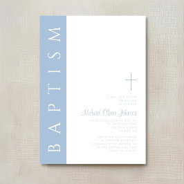 Moderne Elegante Blauwe Schrift Kruis Doop Kaart