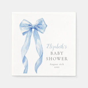 Moderne Elegante Blauwe Strik Jongens Baby Shower Servet